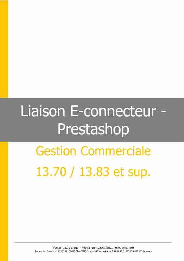 Liaison E-connecteur - Prestashop