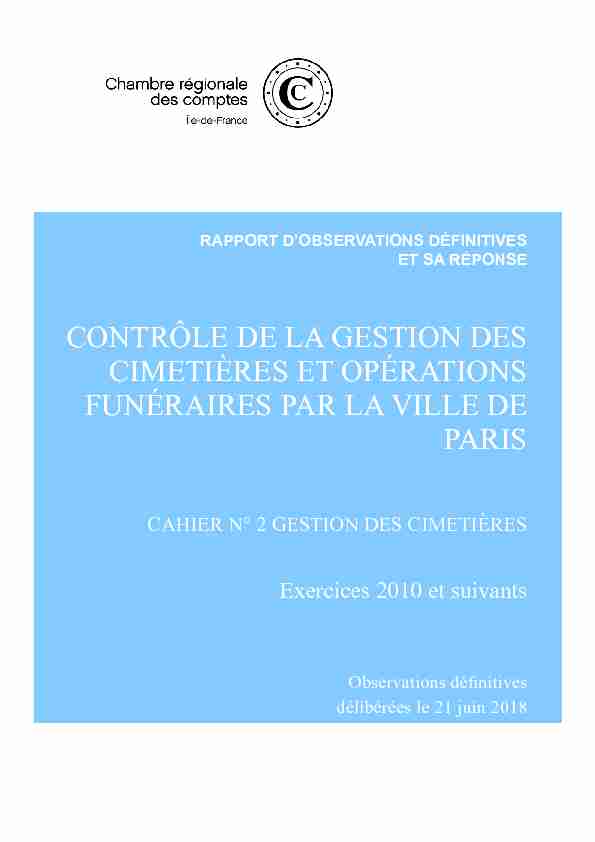 [PDF] CONTRÔLE DE LA GESTION DES CIMETIÈRES ET OPÉRATIONS