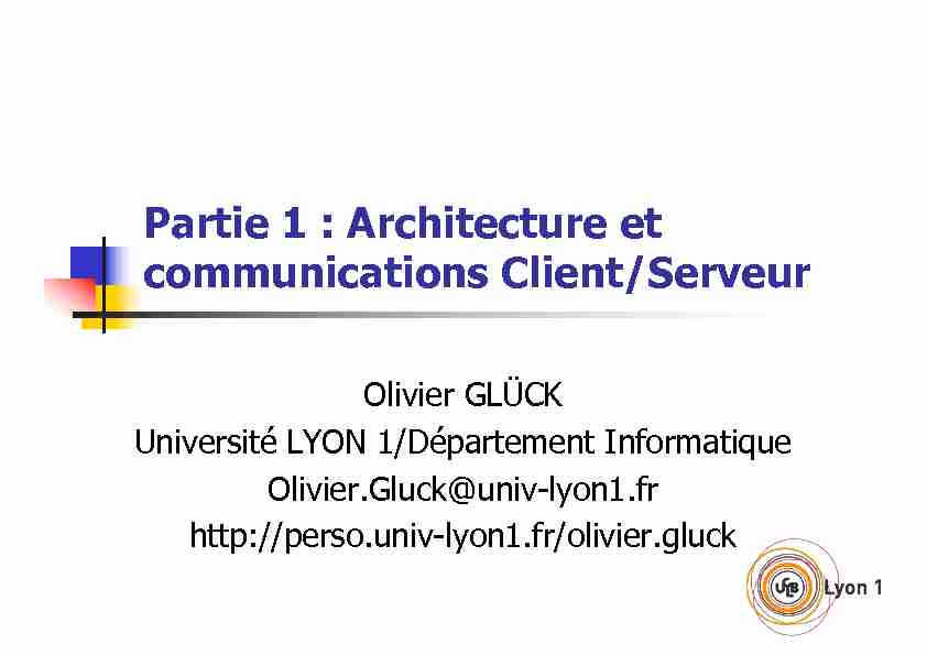 [PDF] Partie 1 : Architecture et communications Client/Serveur