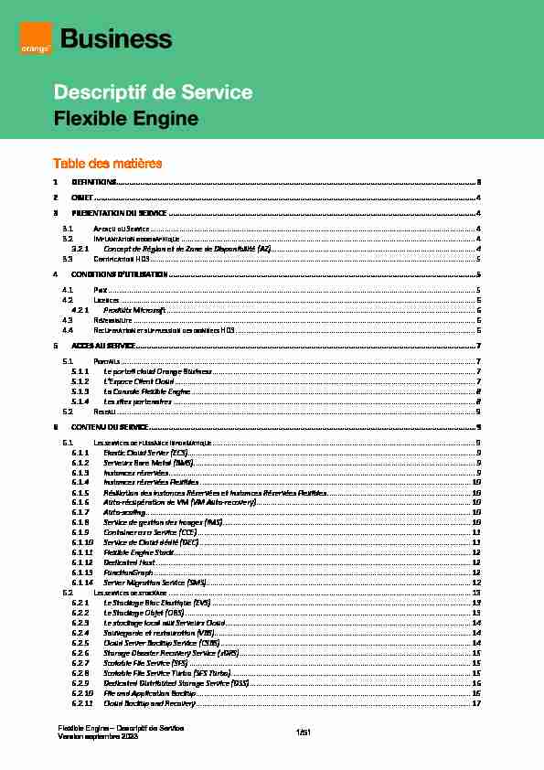 Descriptif de Service Flexible Engine