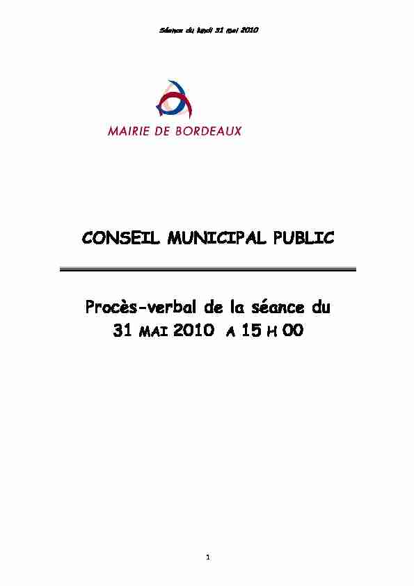Procès-verbal de la séance du Conseil municipal du 31/05/2010 de