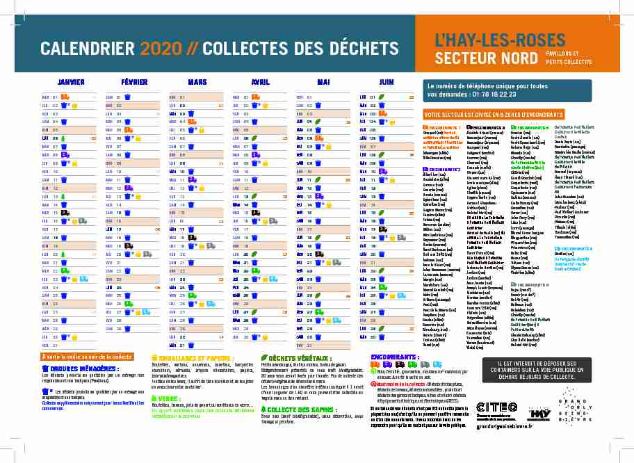 CALENDRIER 2020 // COLLECTES DES DÉCHETS LHAY-LES