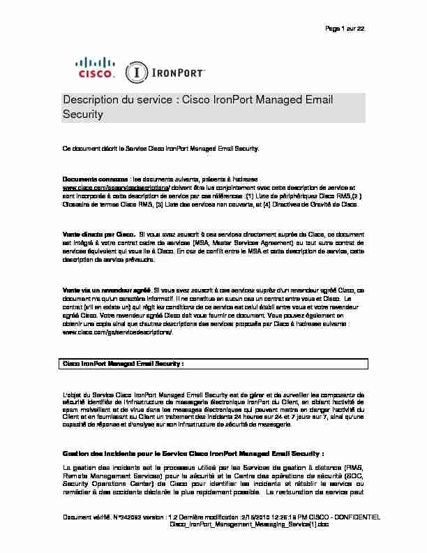 Description du service : Cisco IronPort Managed Email Security