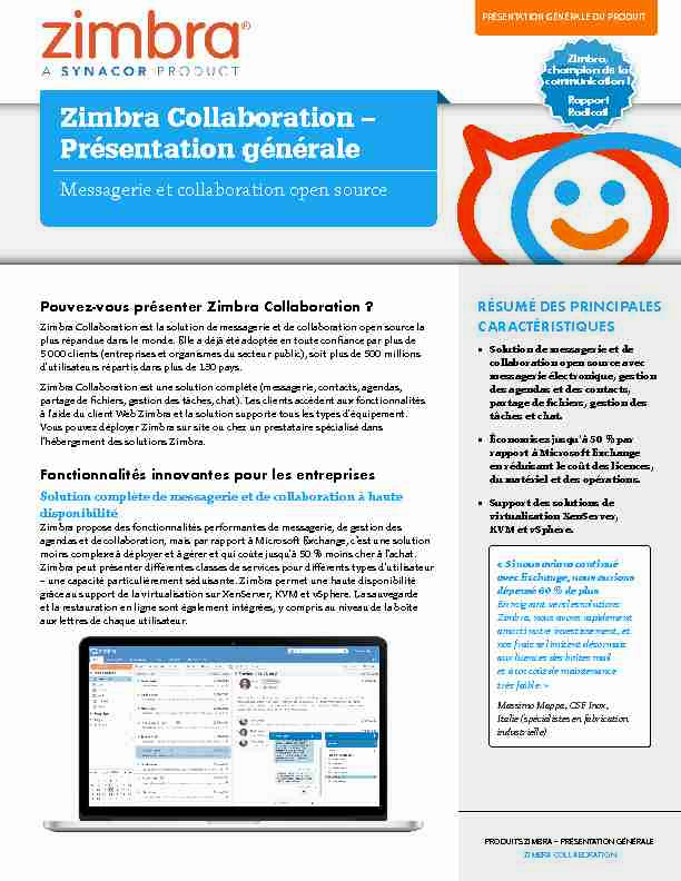 Zimbra Collaboration – Présentation générale