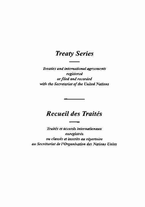 Treaty Series Recueil des Traitis