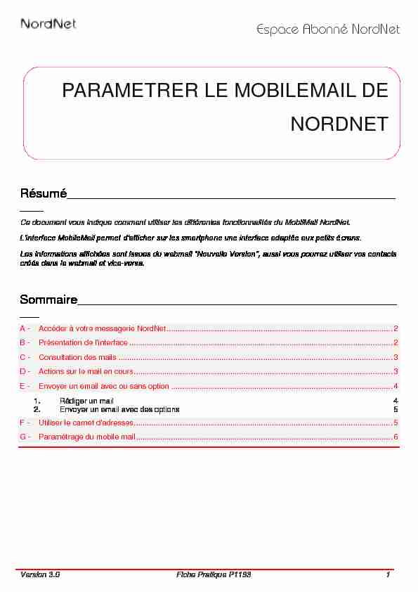 Paramétrer le MobileMail de NordNet