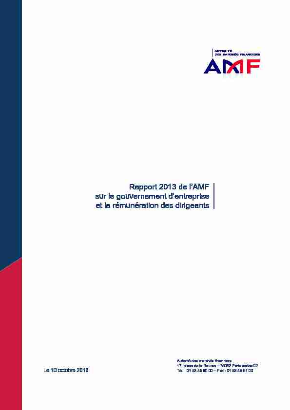 Rapport 2013 de lAMF sur le gouvernement dentreprise et la