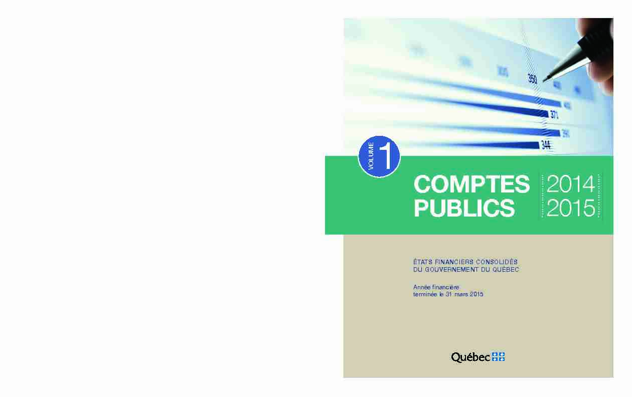 Comptes publics 2014-2015 – Volume 1