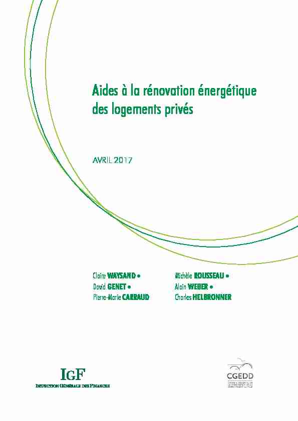 [PDF] Aides à la rénovation énergétique des logements privés - Rapports