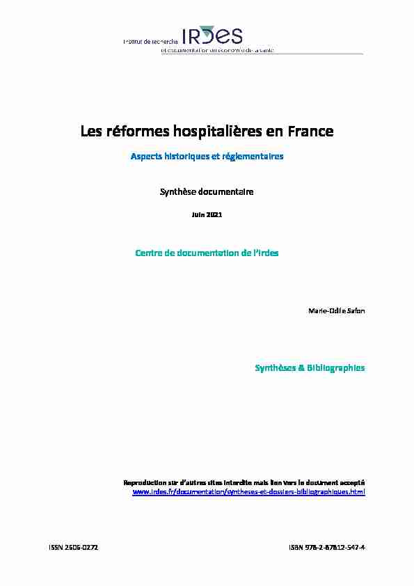 Les réformes hospitalières en France : aspects historiques et