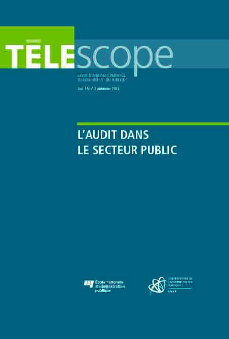 [PDF] LAUDIT DANS LE SECTEUR PUBLIC - Télescope - ENAP