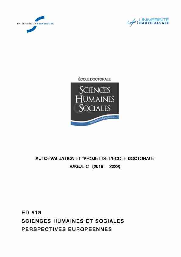 ED 519 SCIENCES HUMAINES ET SOCIALES PERSPECTIVES