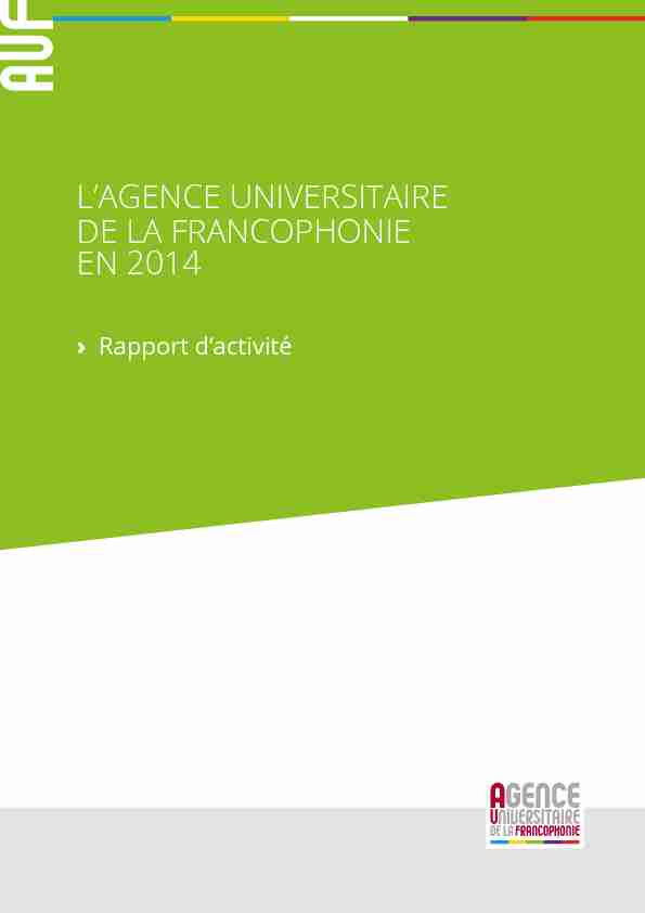 LAGENCE UNIVERSITAIRE DE LA FRANCOPHONIE EN 2014