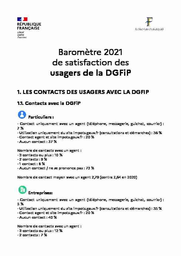 Baromètre 2021 de satisfaction des usagers de la DGFiP