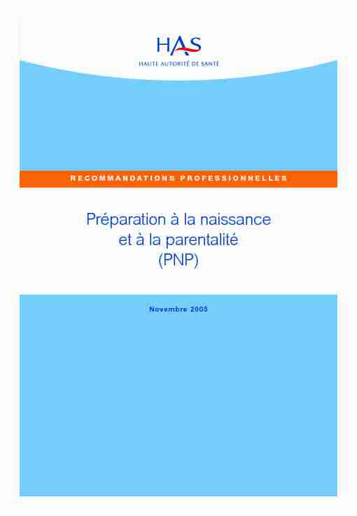 [PDF] Préparation à la naissance et à la parentalité (PNP) - Haute Autorité