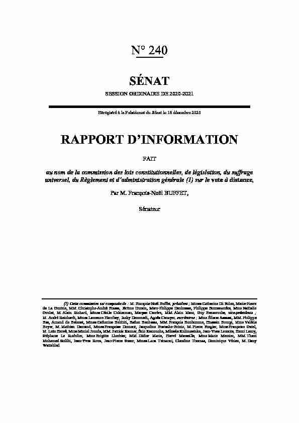 [PDF] RAPPORT DINFORMATION - Sénat