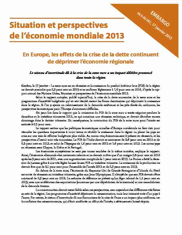 [PDF] Situation et perspectives de léconomie mondiale 2013