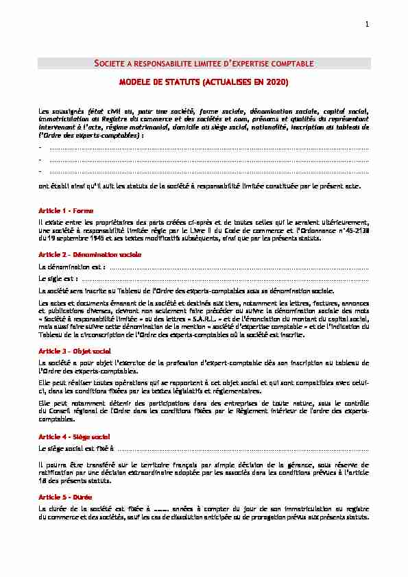 [PDF] SARL dexpertise comptable - Conseil Régional de lOrdre des