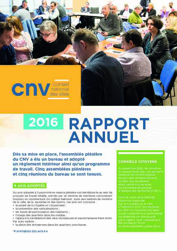 [PDF] Rapport annuel du CNV 2016 - Agence nationale de la cohésion