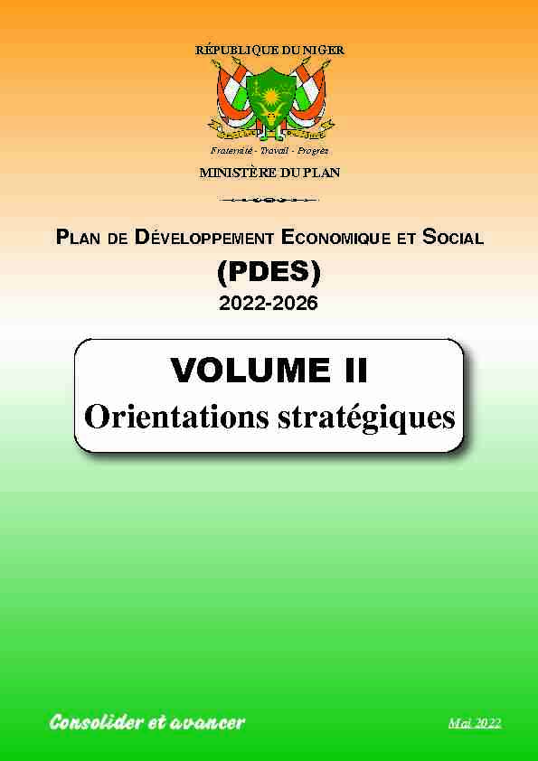 [PDF] VOLUME II Orientations stratégiques - Ministère du Plan