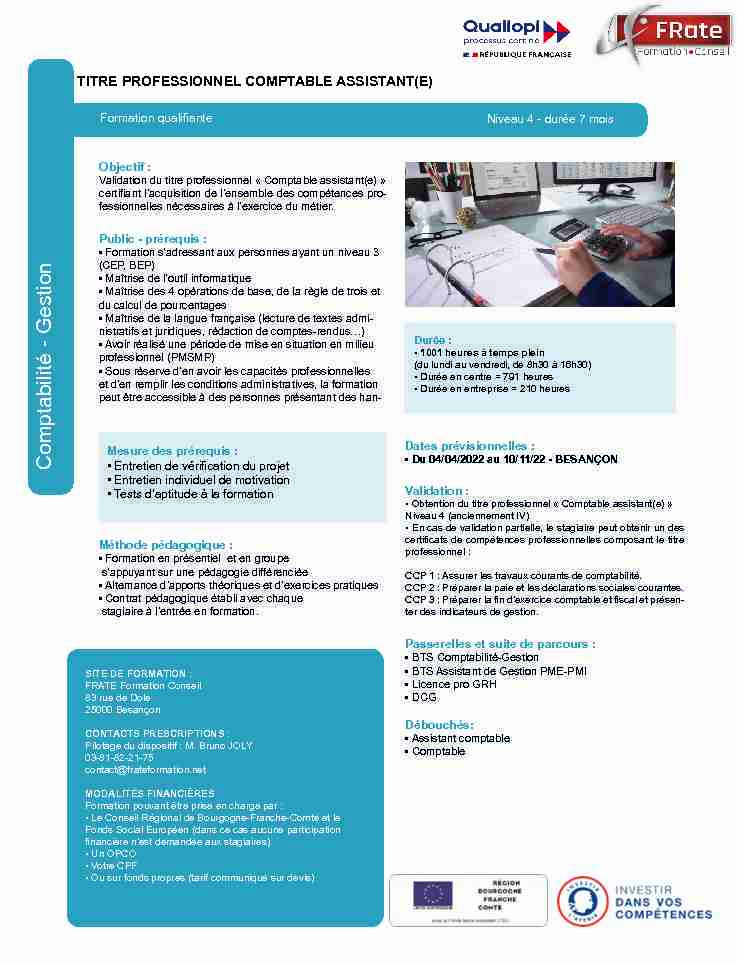 Comptable assistant(e) - Frate Formation Conseil