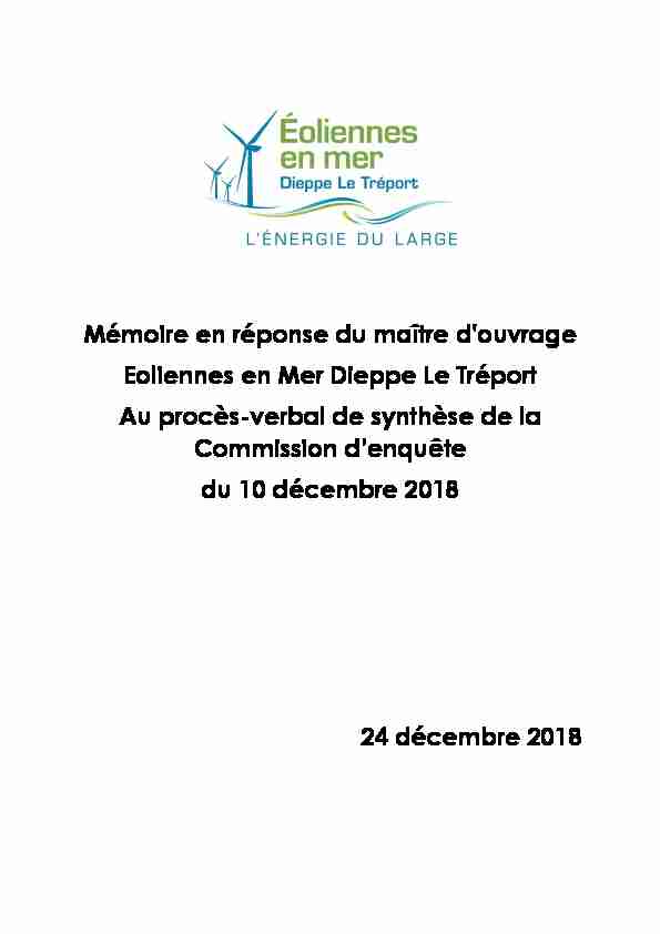 [PDF] Mémoire en réponse du maître douvrage Eoliennes en Mer Dieppe