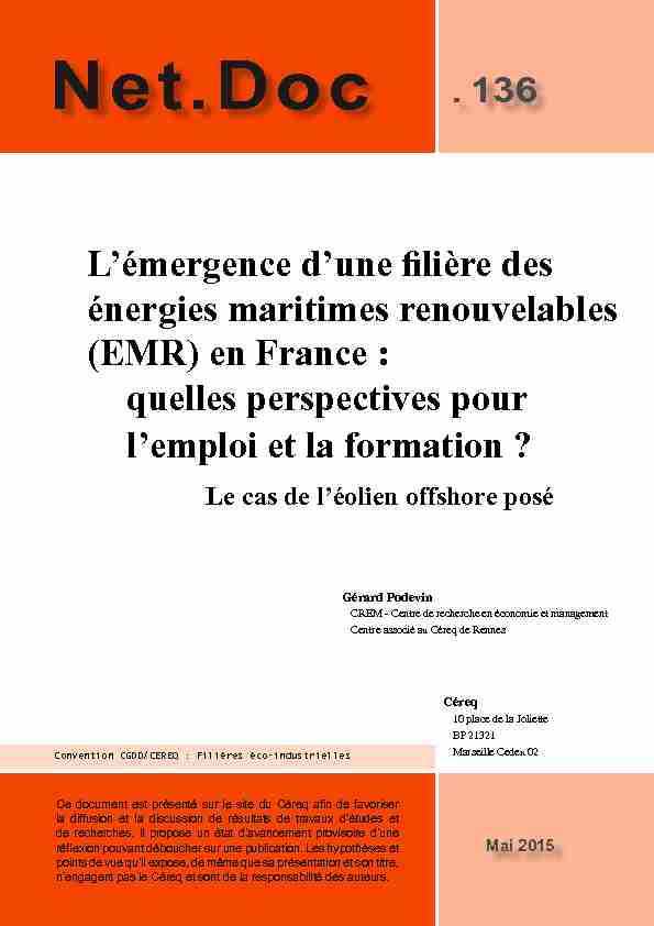 [PDF] Lémergence dune filière des EMR en France - Actu Environnement