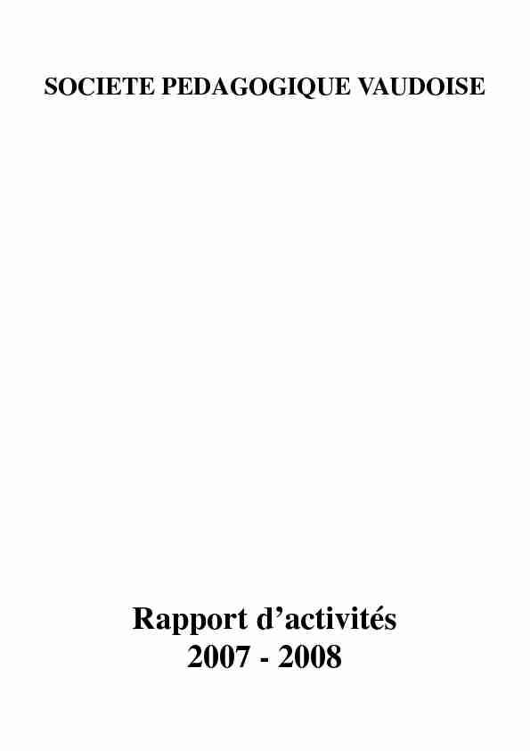 Rapport dactivités 2007 - 2008