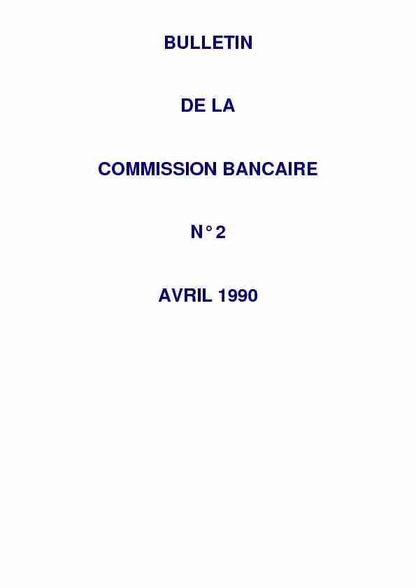 Bulletin de la Commission bancaire n° 2 - avril 1990