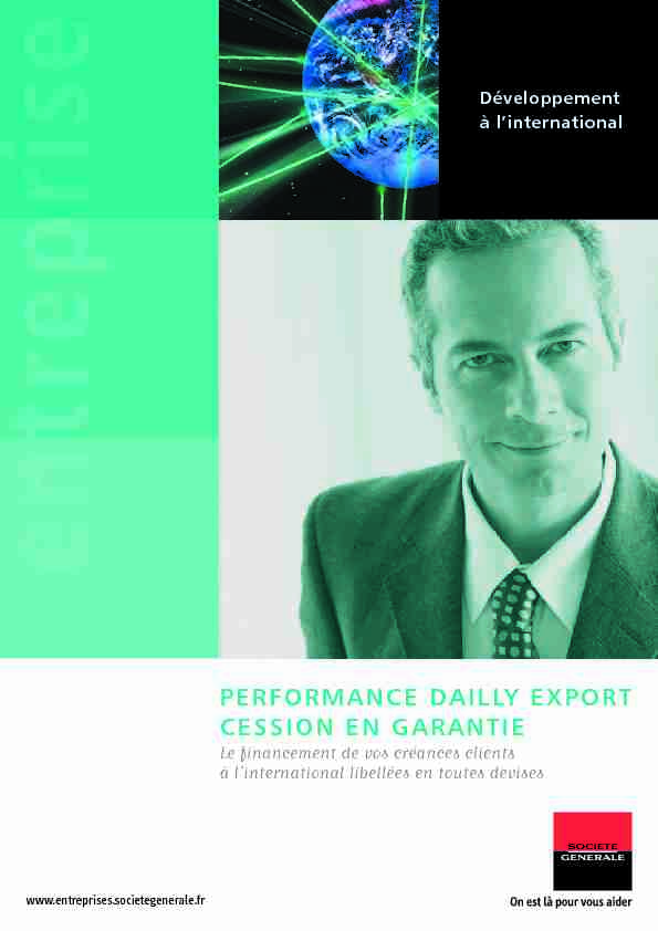 PERFORMANCE DAILLY EXPORT CESSION EN GARANTIE - Le