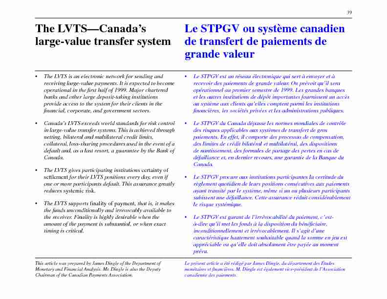The LVTS—Canadas large-value transfer system
