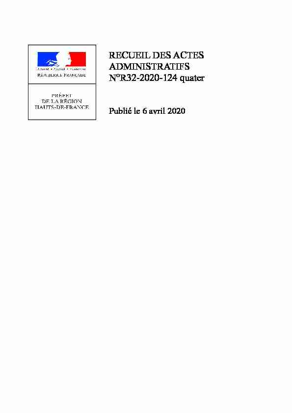 RECUEIL DES ACTES ADMINISTRATIFS N°R32-2020-124 quater