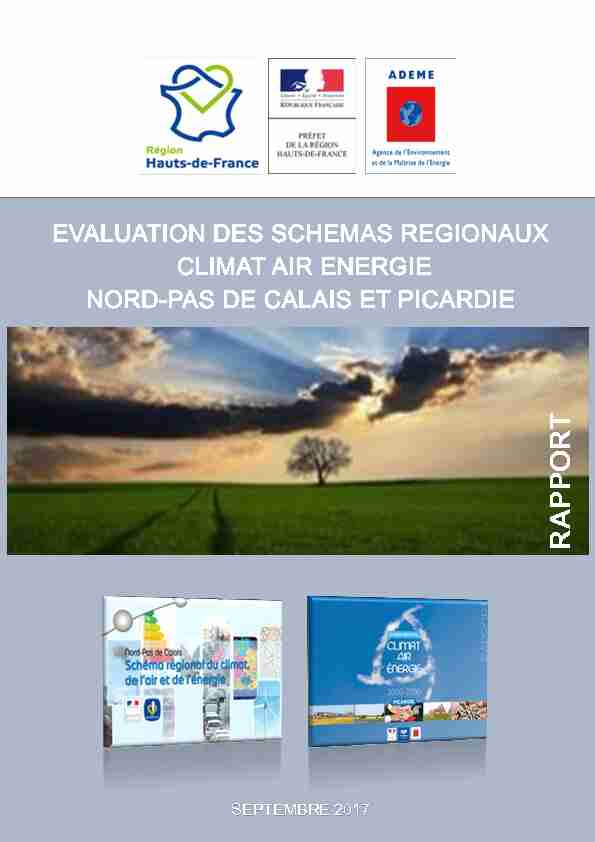 Evaluation Des Schémas Régionaux Climat Air Enérgie Nord-Pas