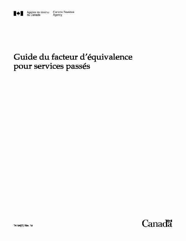 [PDF] Guide du facteur déquivalence pour services  - CCH Site Builder