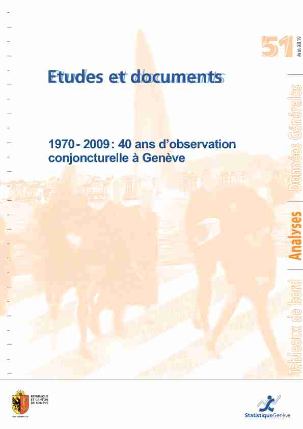 1970- 2009: 40 ans dobservation conjoncturelle à Genève