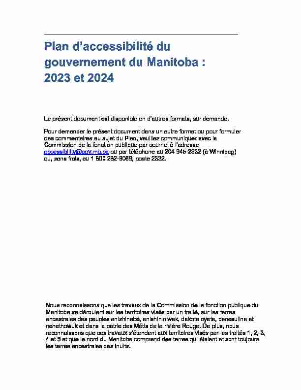 Plan daccessibilité du gouvernement du Manitoba : 2021 et 2022