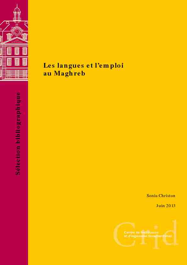 Les langues et lemploi au Maghreb (CIEP)