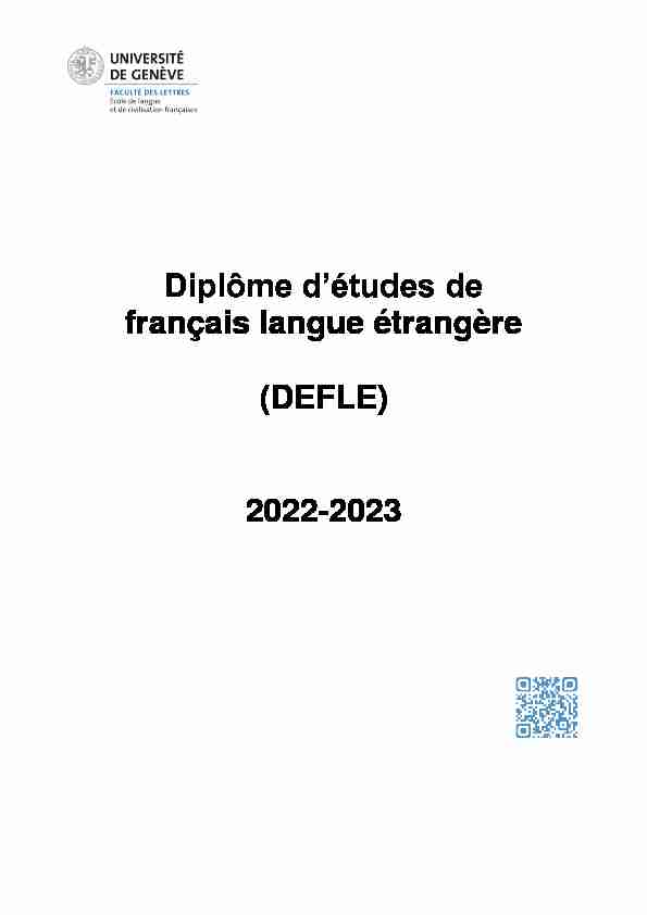 Diplôme détudes de français langue étrangère (DEFLE) 2022-2023