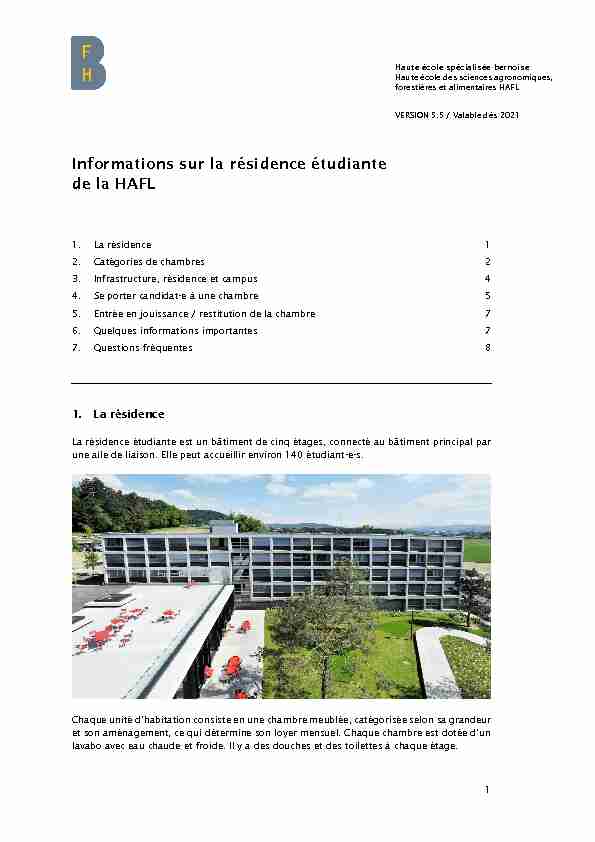 Informations sur la résidence étudiante de la HAFL