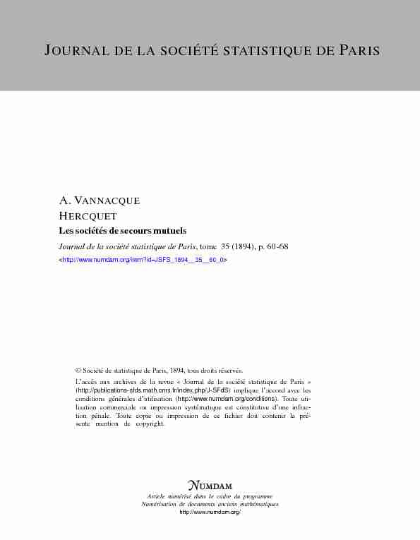 [PDF] Les sociétés de secours mutuels - Numdam