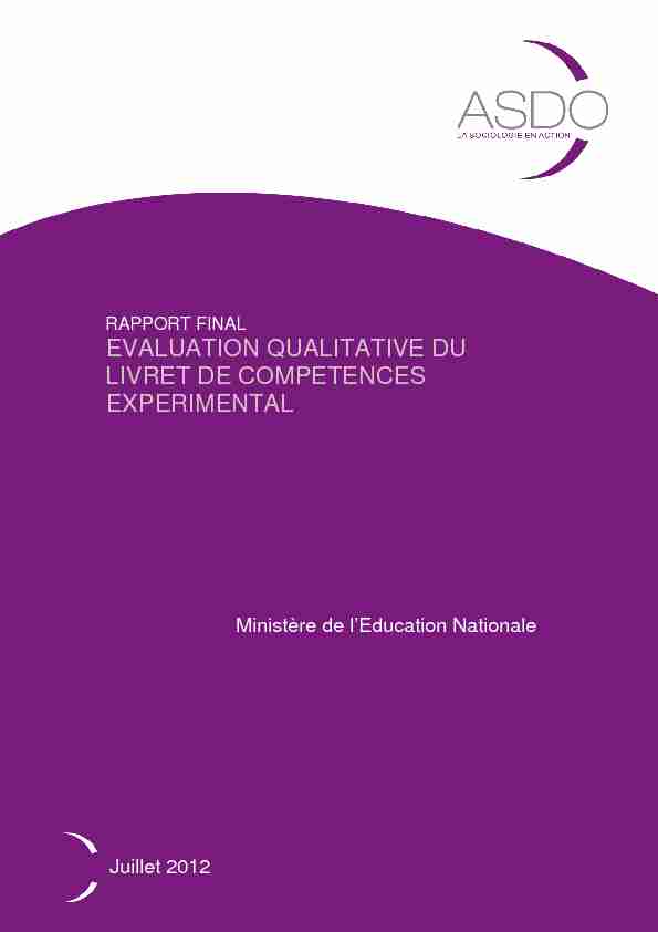 rapport final - evaluation qualitative du livret de competences