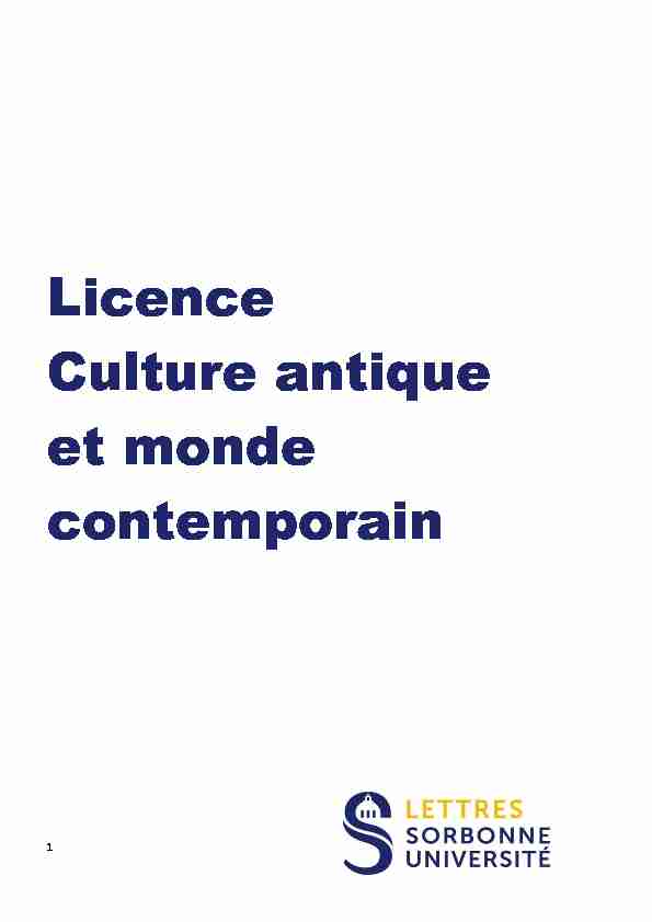 Licence Culture antique et monde contemporain