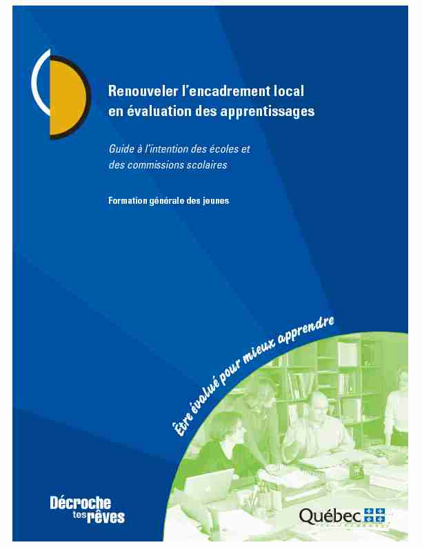 [PDF] Renouveler lencadrement local en évaluation des apprentissages