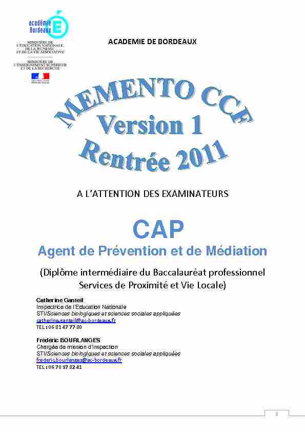 [PDF] CAP Agent de Prévention et de Médiation - Académie de Bordeaux