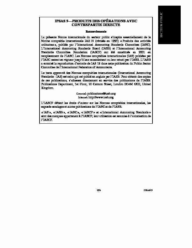 [PDF] IPSAS 9—PRODUITS DES OPÉRATIONS AVEC  - IFAC