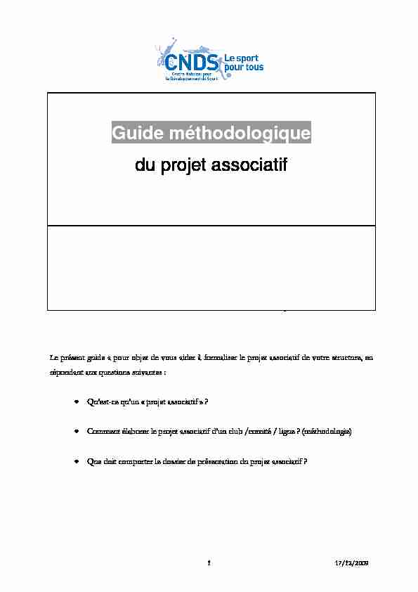 Guide méthodologique du projet associatif