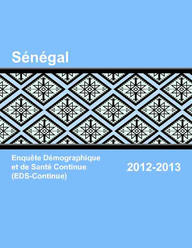 Sénégal 2012-2013 Sénégal - The DHS Program