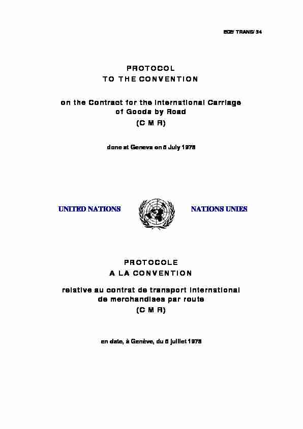 PROTOCOL TO THE CONVENTION on the Contract for the