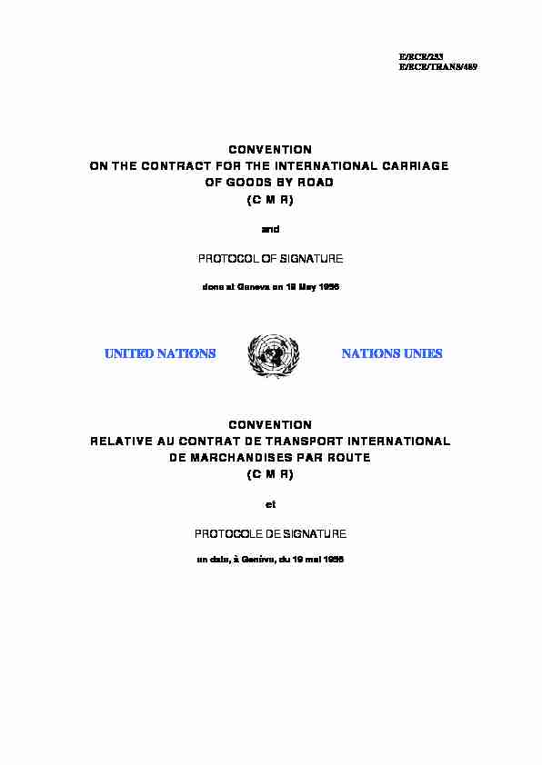 UNITED NATIONS NATIONS UNIES - UNECE