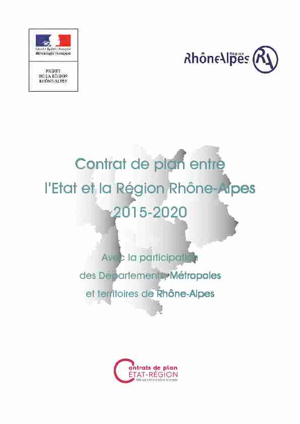 Contrat de plan entre lEtat et la Région Rhône-Alpes 2015-2020